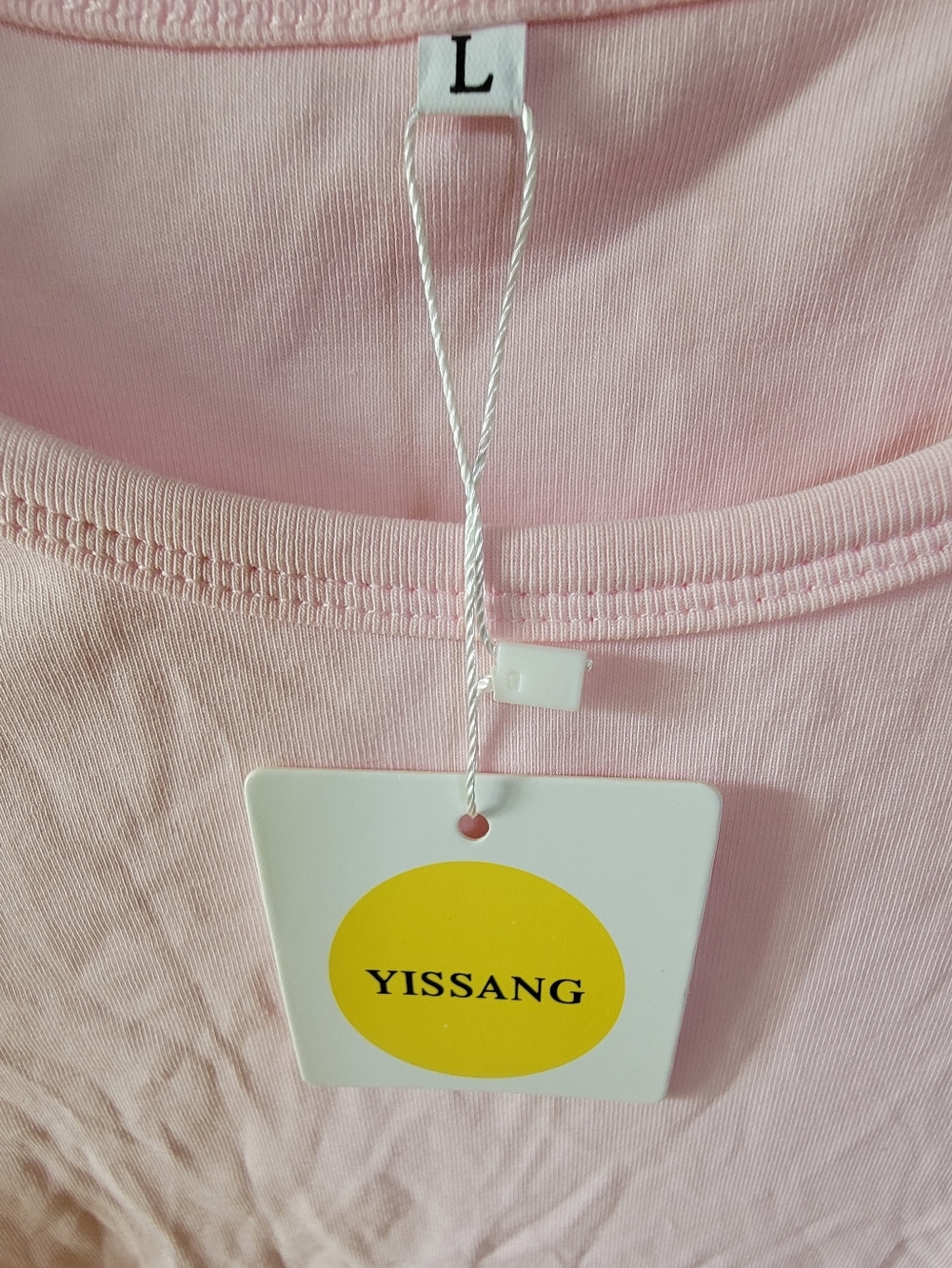 YISSANG Women's Pink Ruffled  Long- Bell Sleeve Top. Stretchy Size L. - Picture 7 of 7